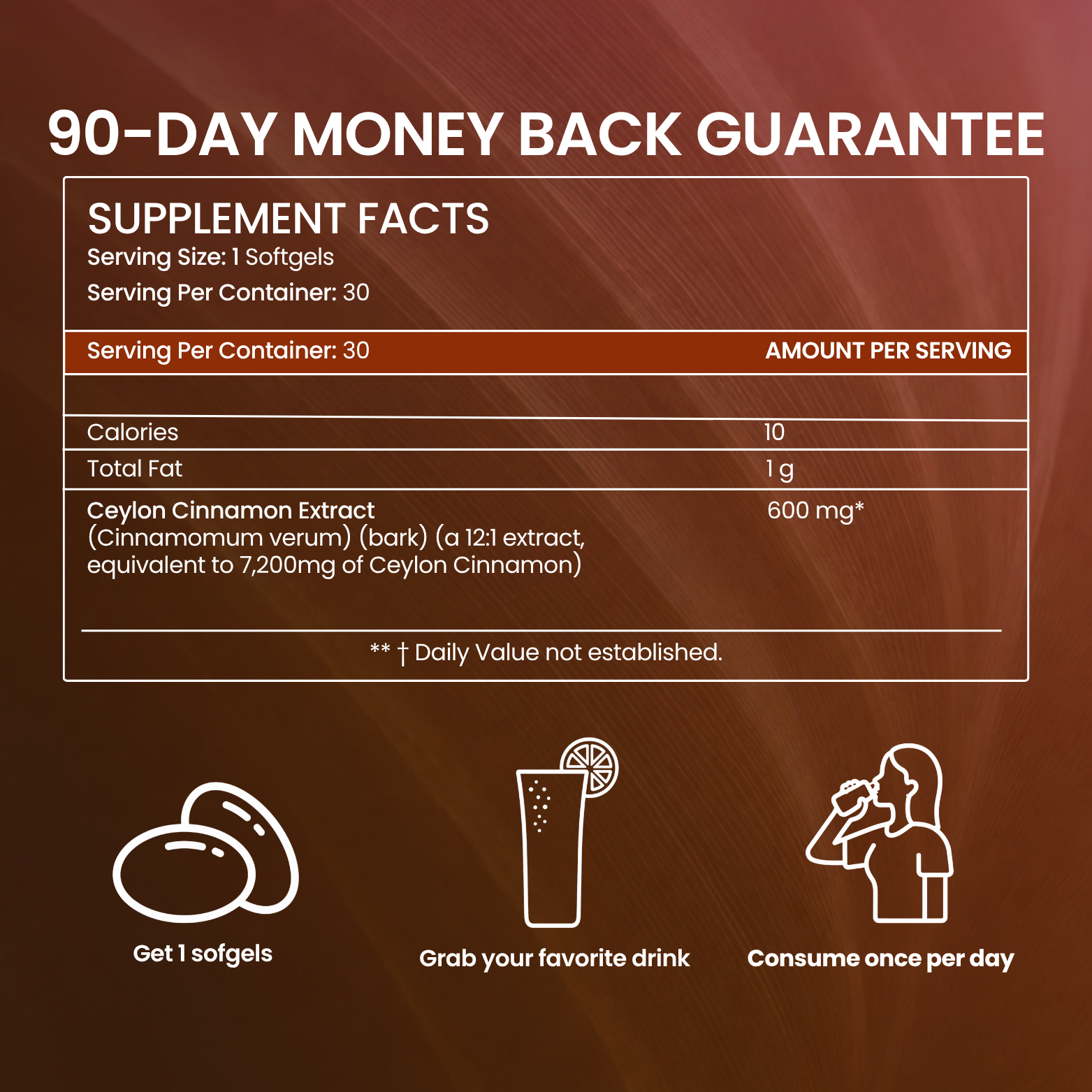 Ceylon Cinnamon 7200mg Equivalent with MCT Oil