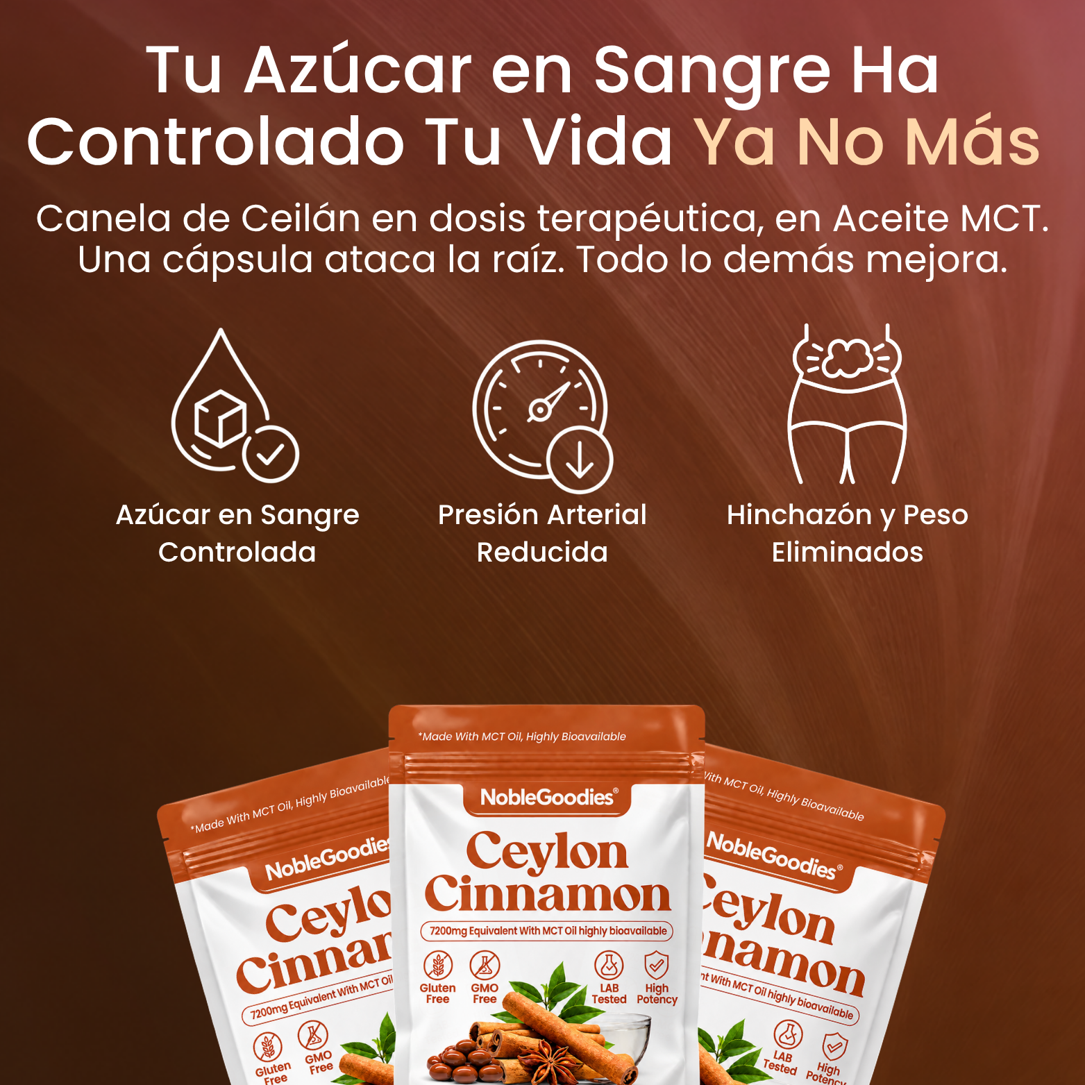Canela de Ceilán Equivalente a 7200mg con Aceite MCT